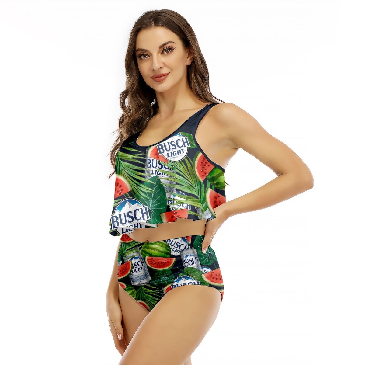 Busch Light Watermelon Ruffled Vest Swimsuit - VinoVogue.com