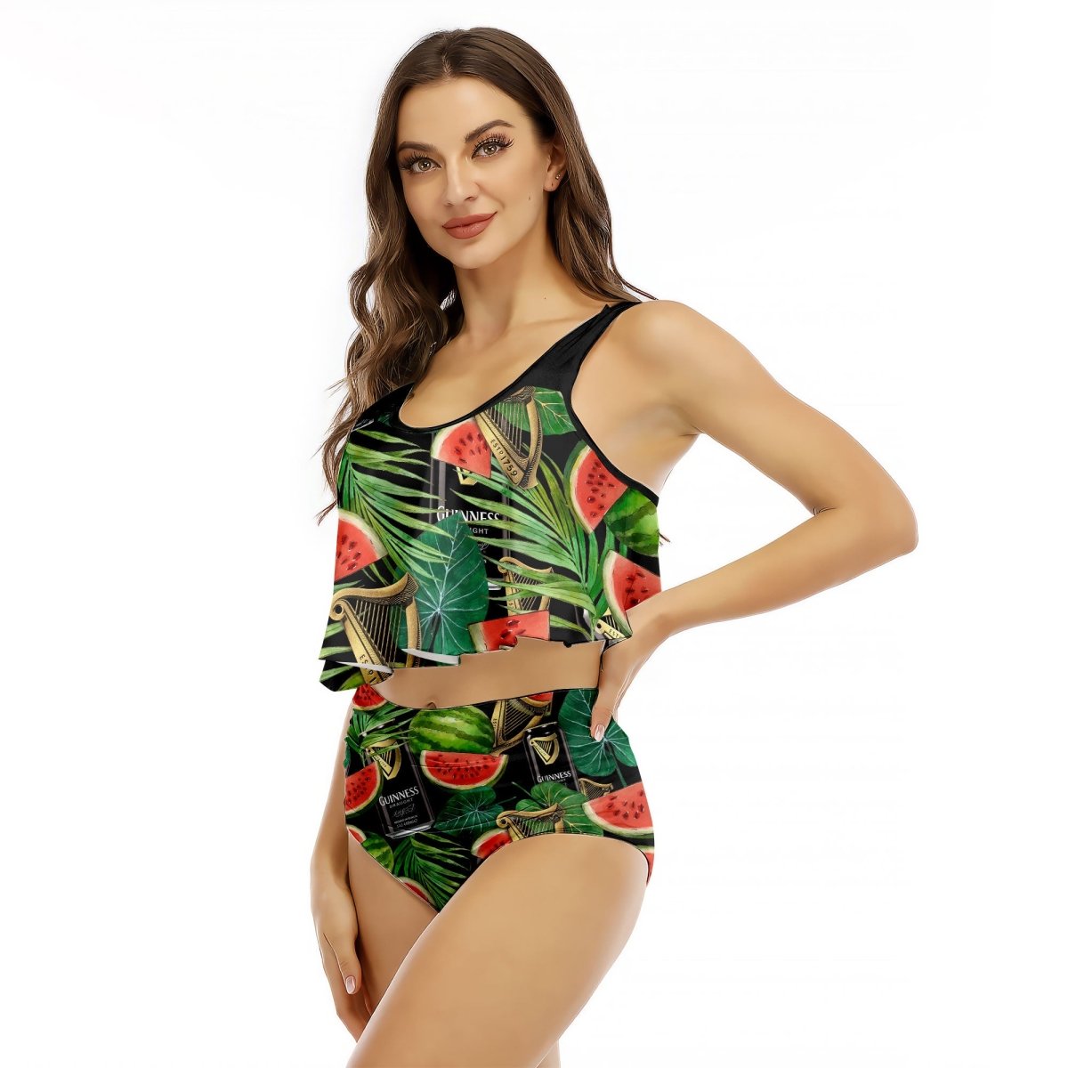 Guinness Watermelon Ruffled Vest Swimsuit - VinoVogue.com