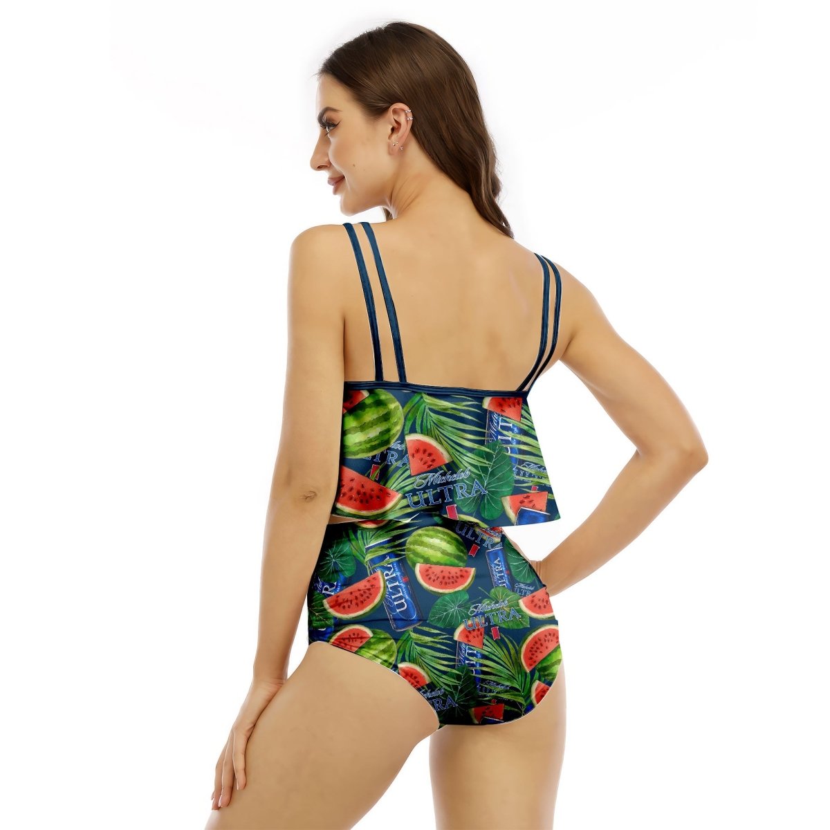 Michelob Ultra Watermelon Ruffled Vest Swimsuit - VinoVogue.com