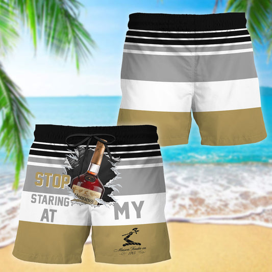 Hennessy Stop Staring At Horizontal Striped Swim Trunks