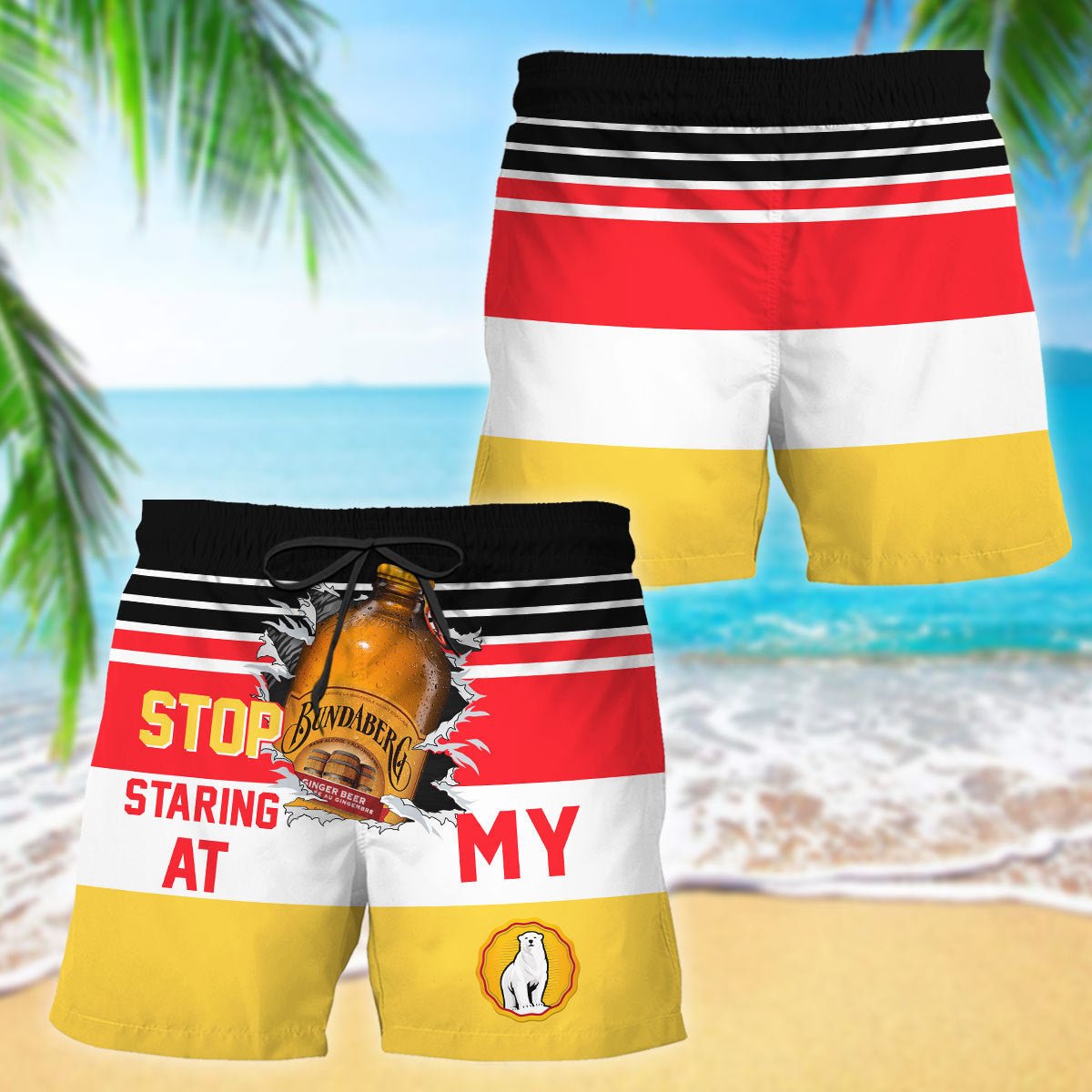 Bundaberg Stop Staring At Horizontal Striped Swim Trunks - VinoVogue.com