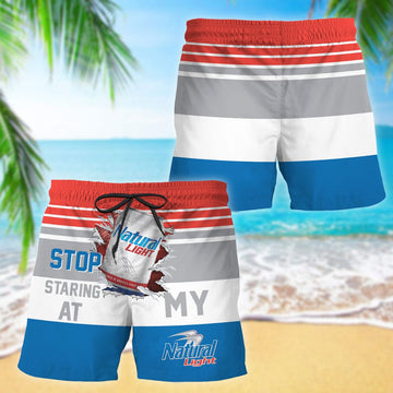 Natural Light Stop Staring At Horizontal Striped Swim Trunks - VinoVogue.com