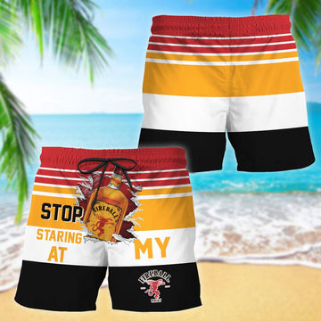 Fireball Stop Staring At Horizontal Striped Swim Trunks - VinoVogue.com