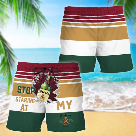 Jameson Stop Staring At Horizontal Striped Swim Trunks - VinoVogue.com