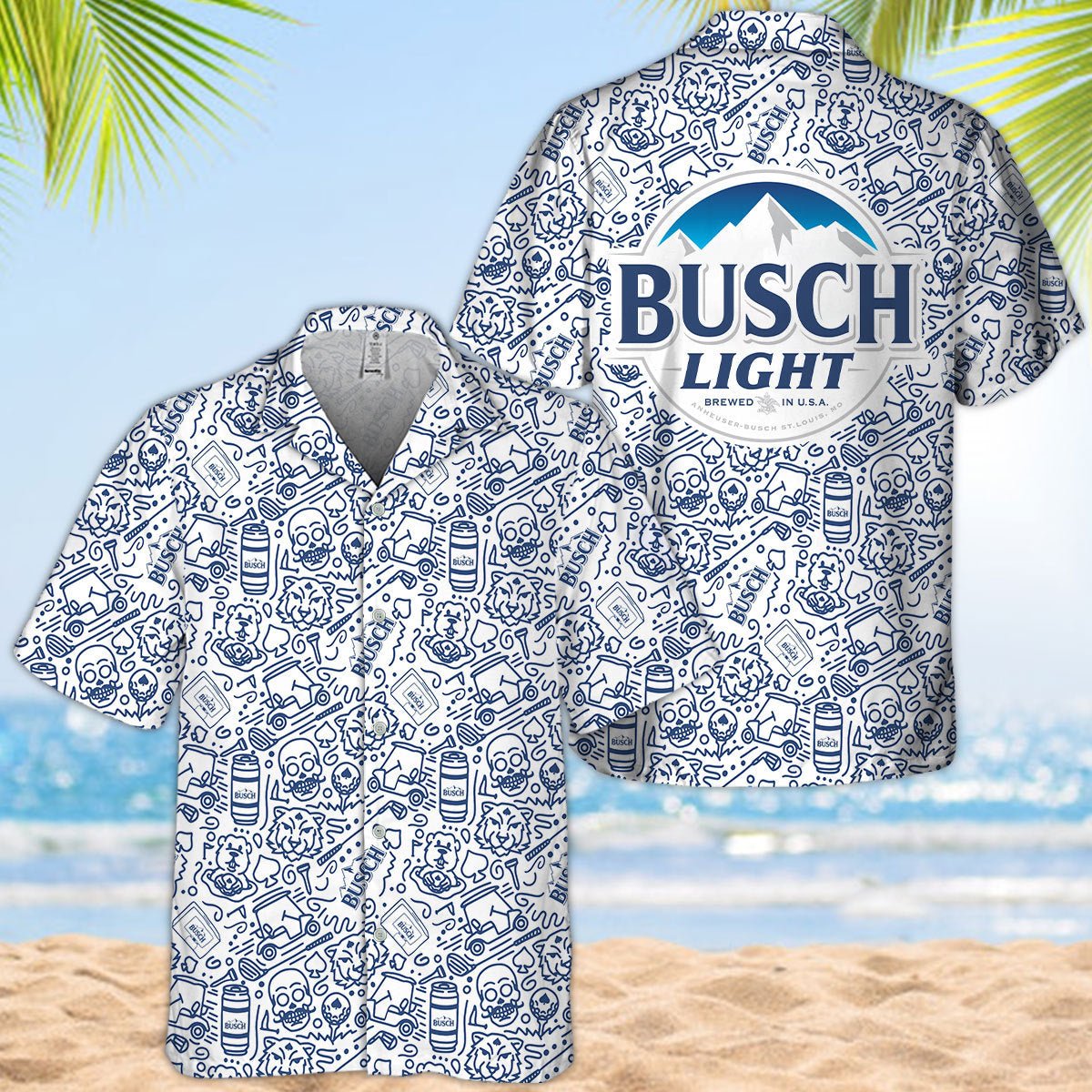 Busch Light Summer Doodle Art Hawaiian Shirt - VinoVogue.com