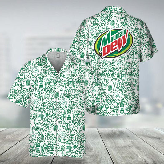 Mountain Dew Summer Doodle Art Hawaiian Shirt - VinoVogue.com