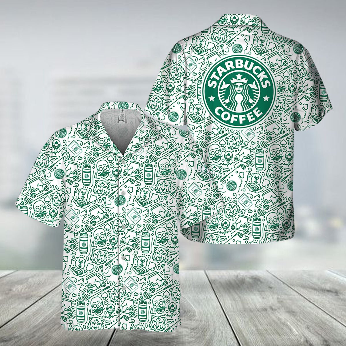 Starbucks Summer Doodle Art Hawaiian Shirt - VinoVogue.com