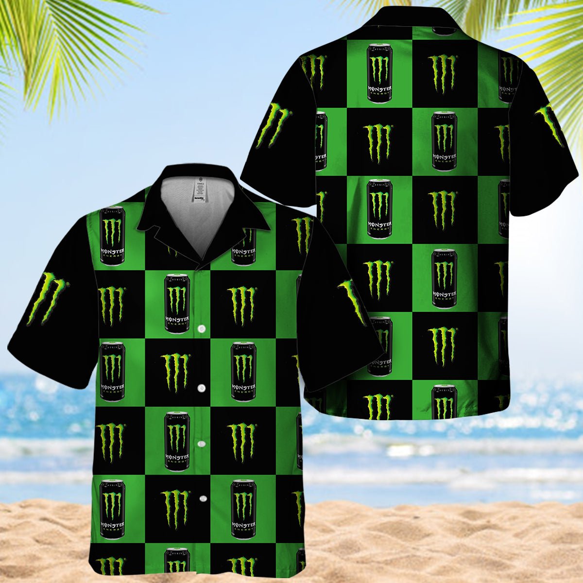 Monster Gingham Hawaiian Shirt And Shorts Set - VinoVogue.com