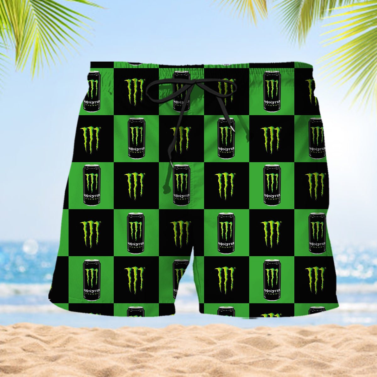 Monster Gingham Hawaiian Shirt And Shorts Set - VinoVogue.com