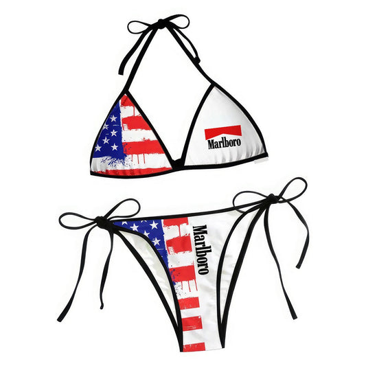 Marlboro American Flag Triangle Beach Bikini - VinoVogue.com