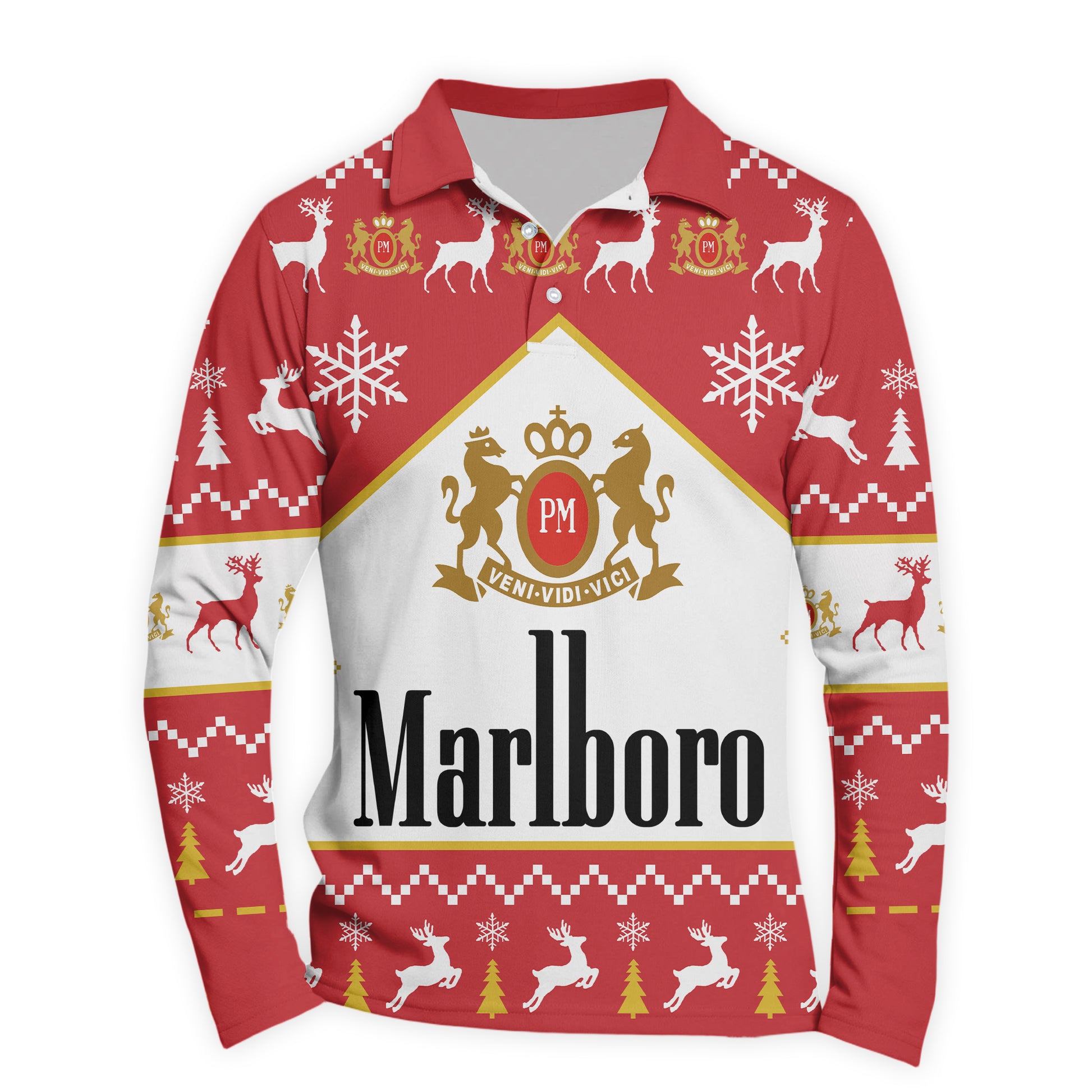 Marlboro Christmas Long Sleeve Polo Shirt