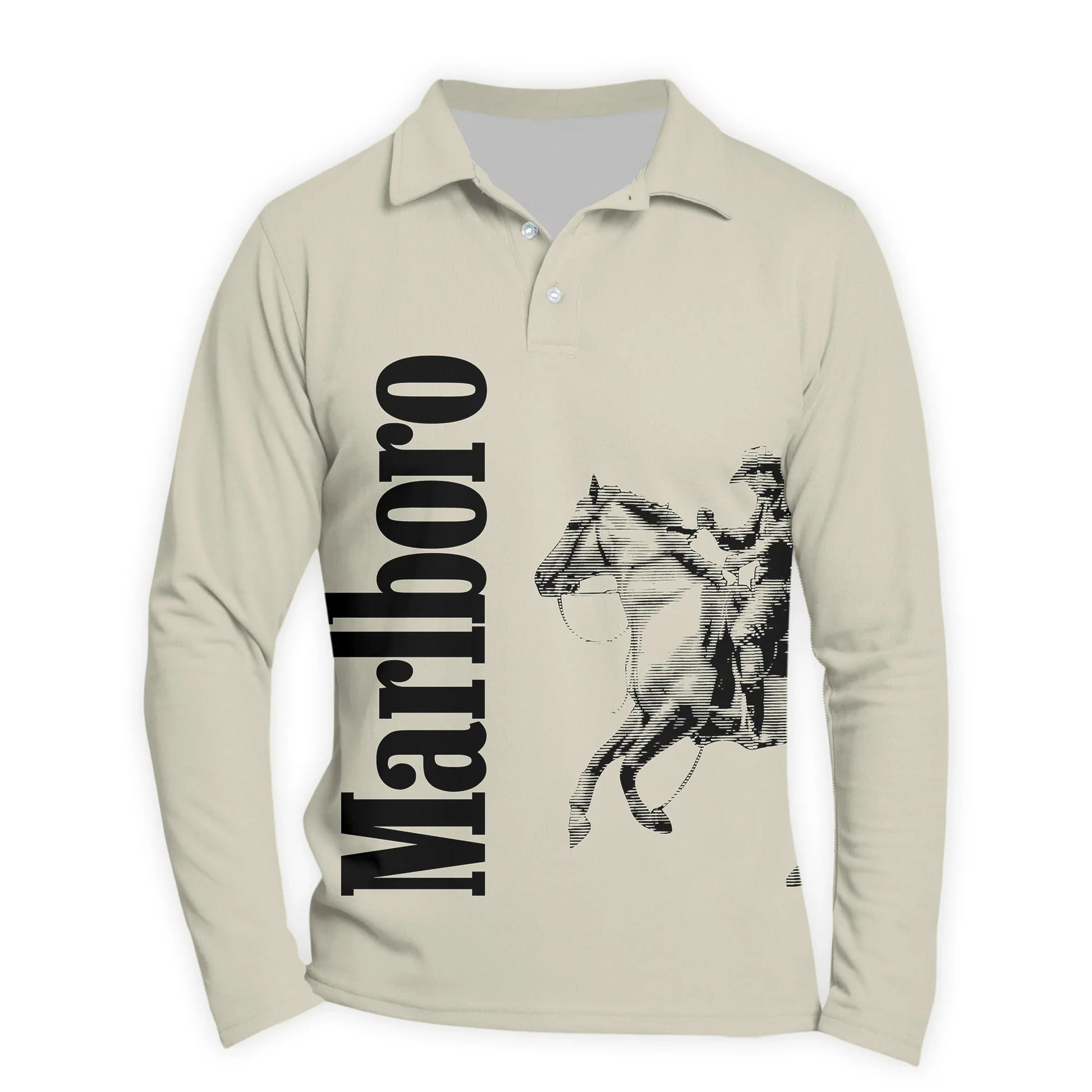 Marlboro Cowboy Golf Long Sleeve Polo Shirt