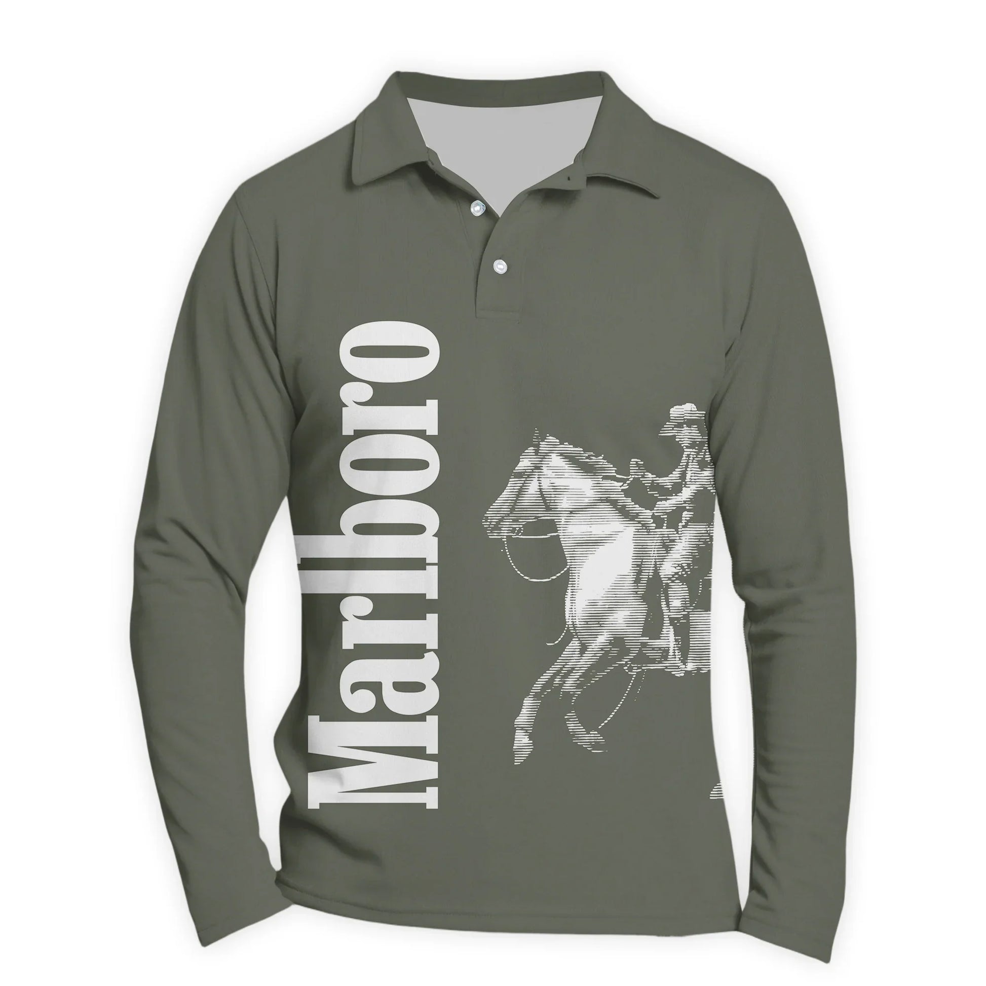 Marlboro Cowboy Golf Long Sleeve Polo Shirt