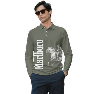 Marlboro Cowboy Golf Long Sleeve Polo Shirt