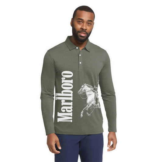 Marlboro Cowboy Golf Long Sleeve Polo Shirt