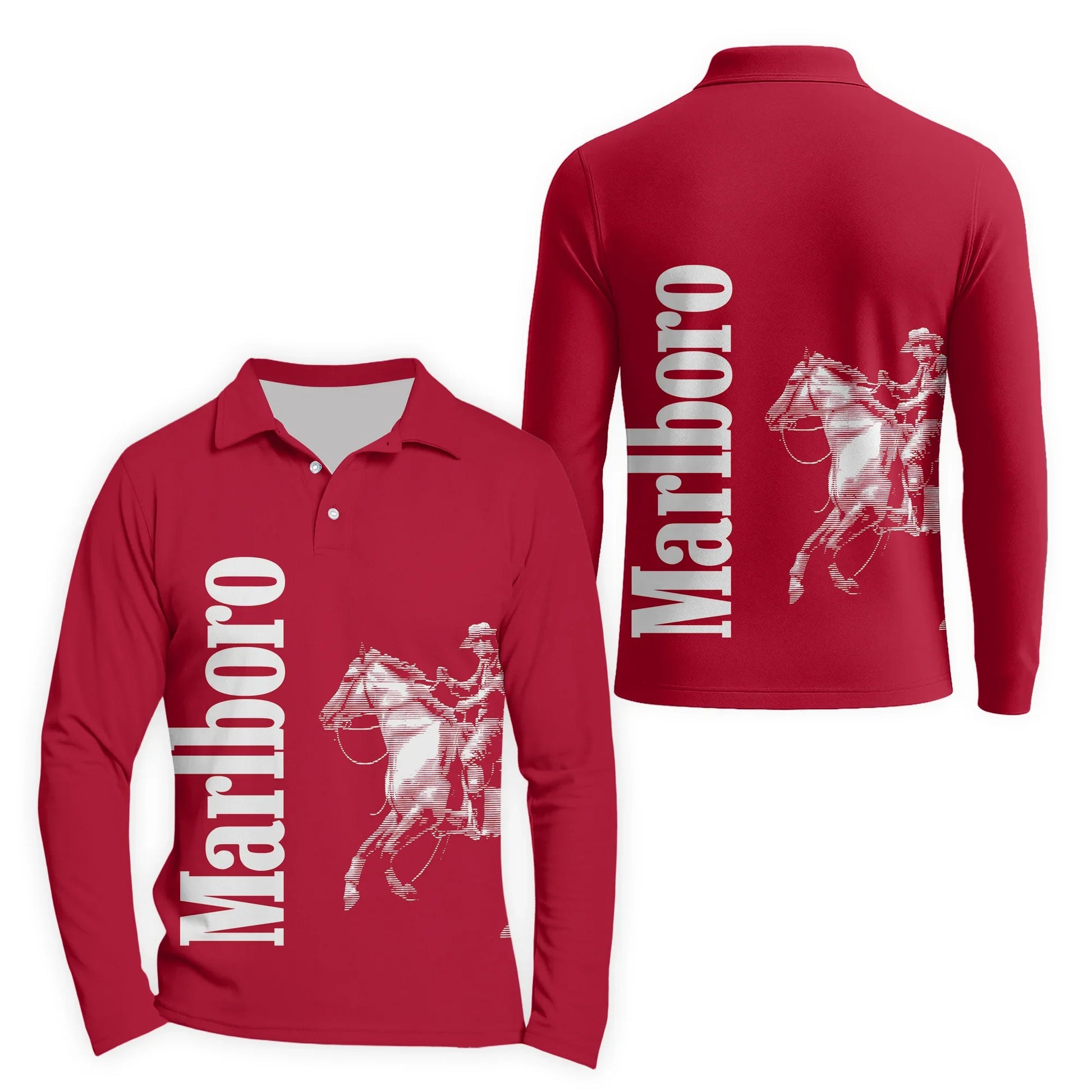Marlboro Cowboy Golf Long Sleeve Polo Shirt