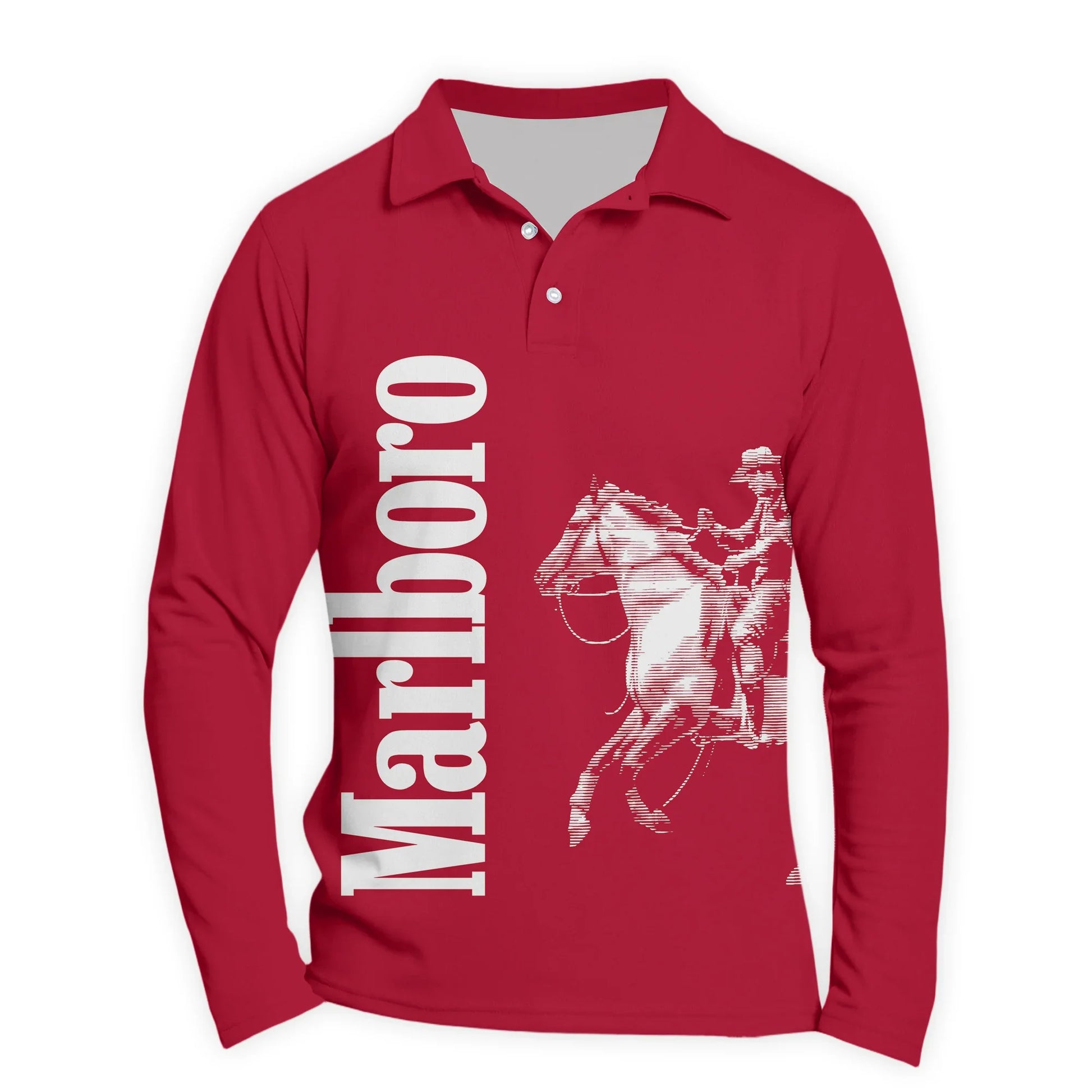 Marlboro Cowboy Golf Long Sleeve Polo Shirt
