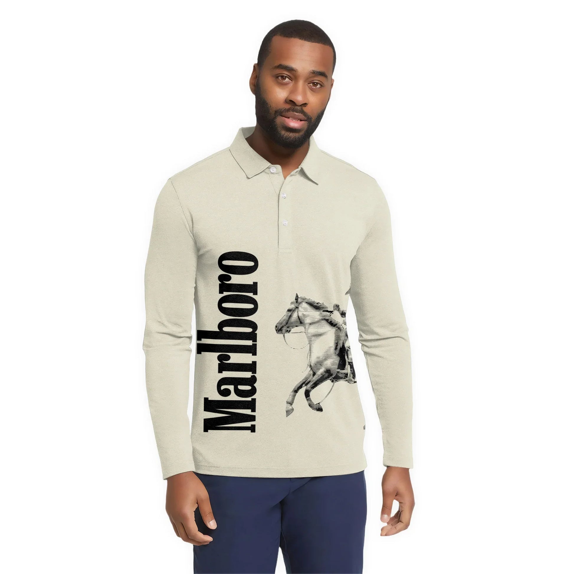 Marlboro Cowboy Golf Long Sleeve Polo Shirt