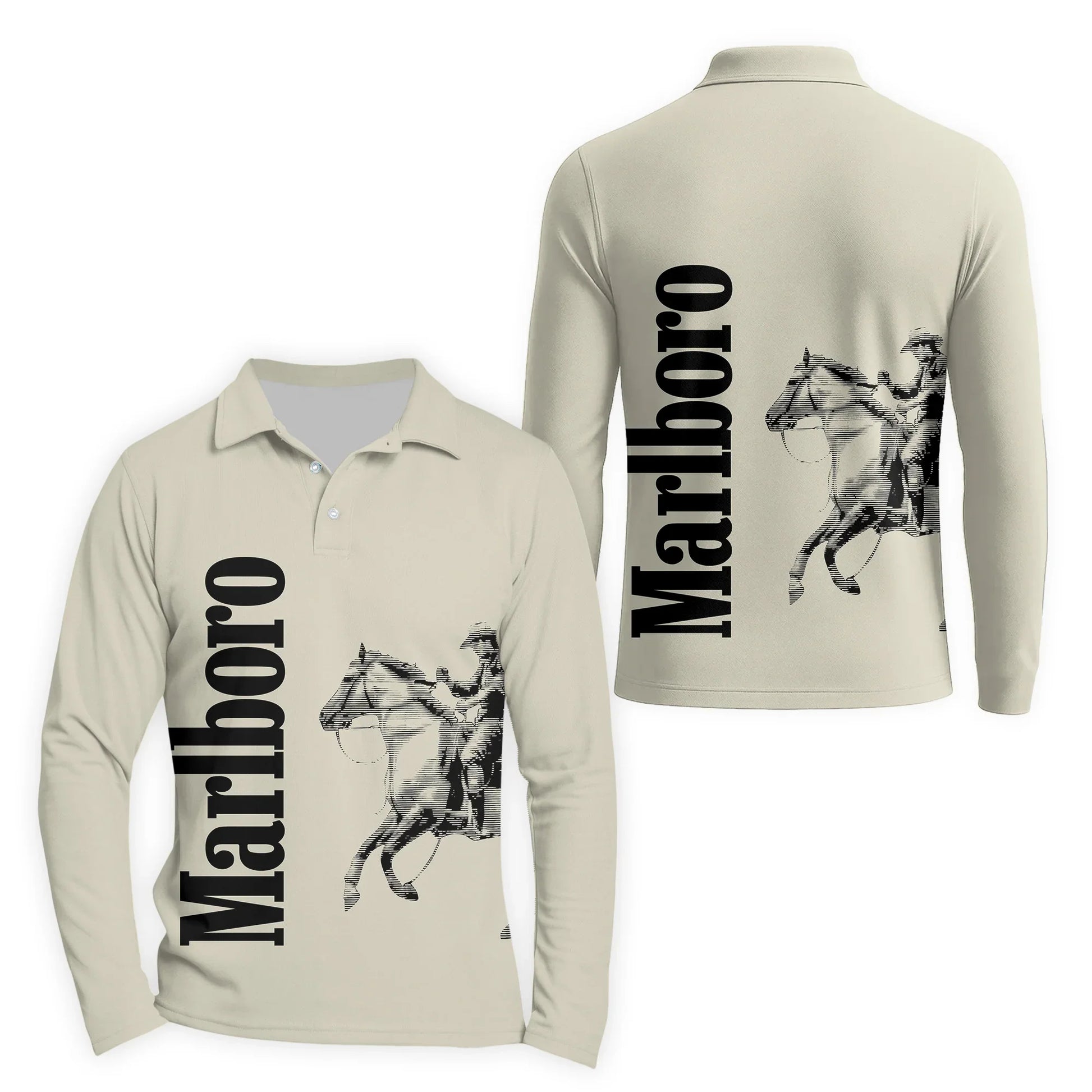 Marlboro Cowboy Golf Long Sleeve Polo Shirt