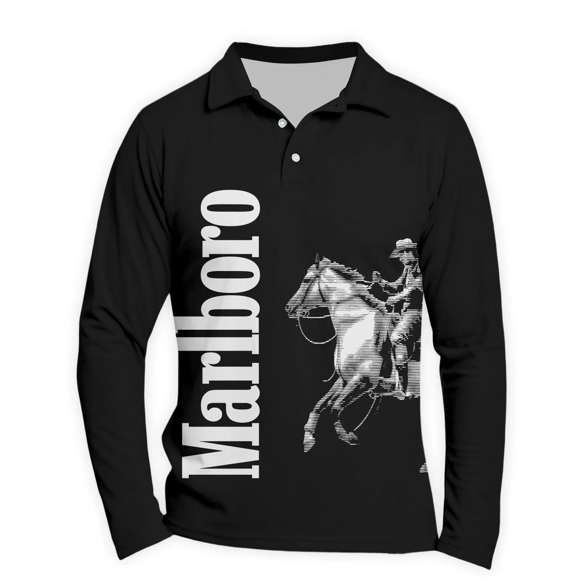 Marlboro Cowboy Golf Long Sleeve Polo Shirt