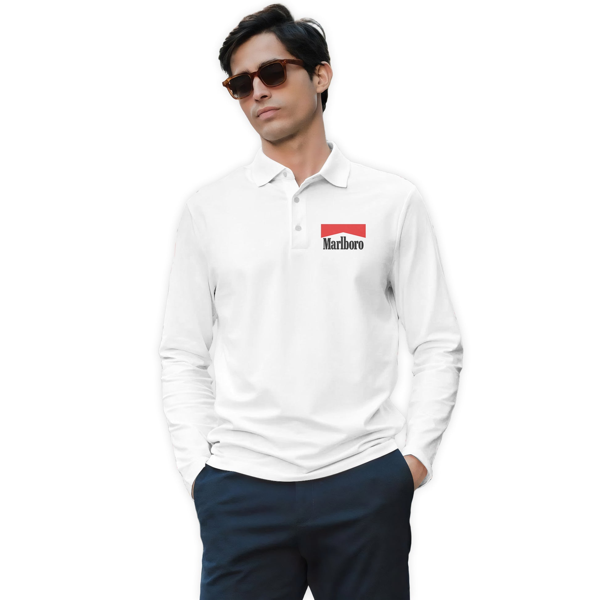 Marlboro Long Sleeve Polo Shirt