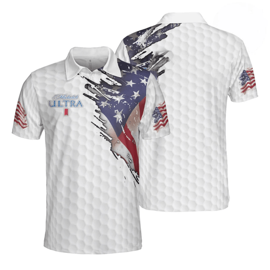 Michelob Ultra American Flag Golf Polo Shirt - VinoVogue.com