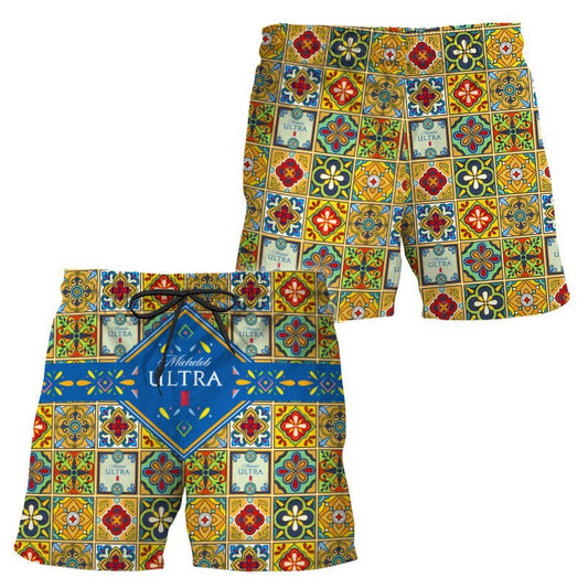 Michelob Ultra Azulejo Inspired Swim Trunks - VinoVogue.com