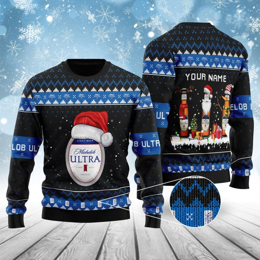 Michelob Ultra Bottle Santa Ugly Sweater - VinoVogue.com