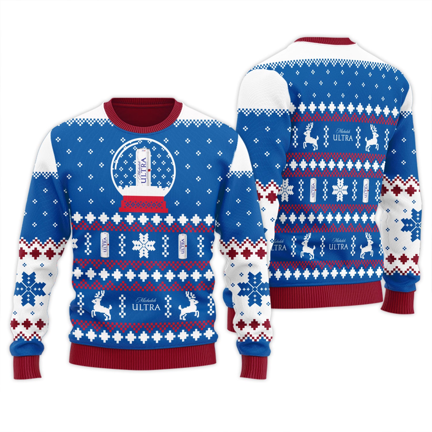 Michelob Ultra Christmas Crystal Ball Ugly Sweater