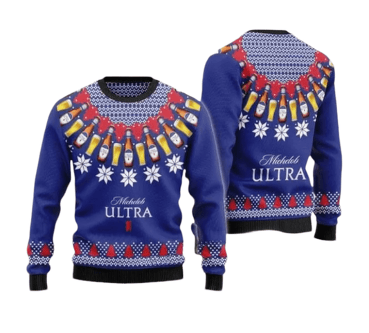 Michelob Ultra Circle Christmas Star Ugly Sweater - VinoVogue.com