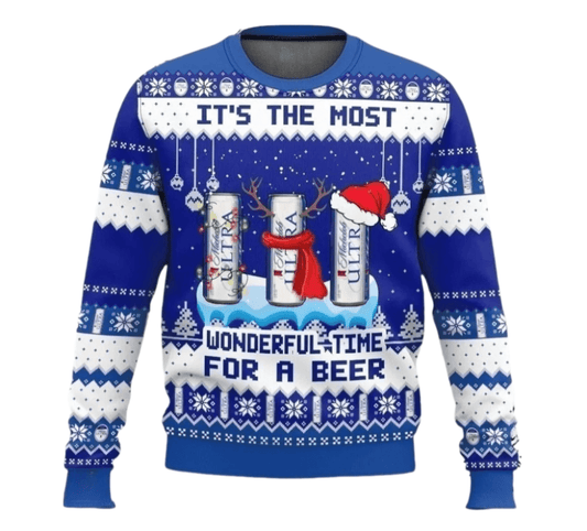 Michelob Ultra Christmas Wonderfultime For a Beer Ugly Sweater - VinoVogue.com