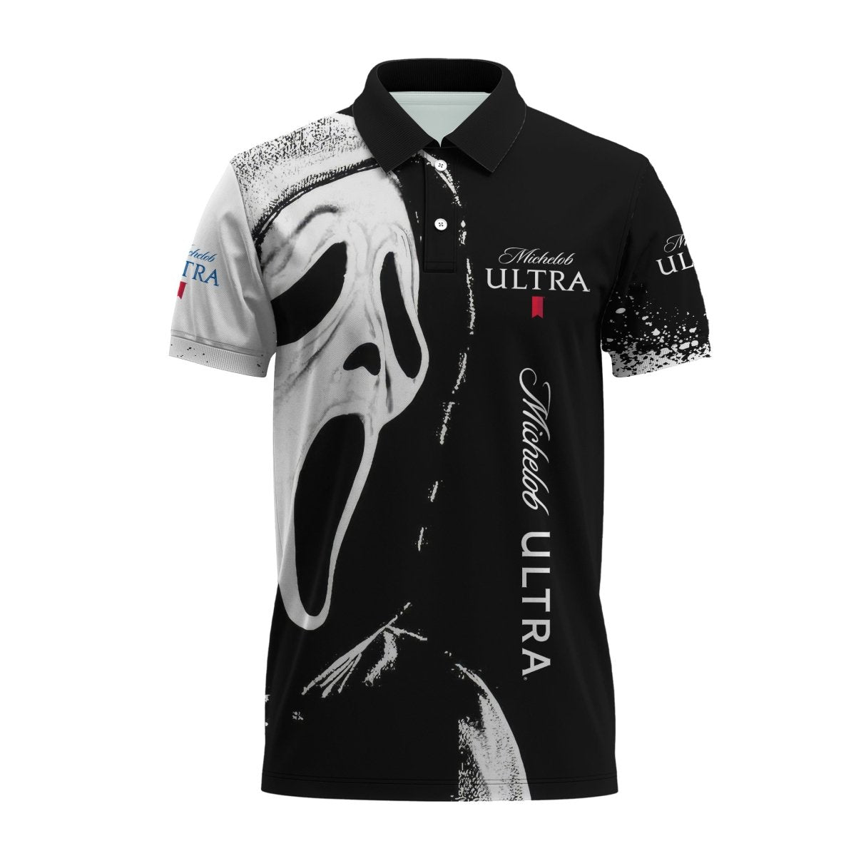 Michelob Ultra Ghostface Scream Polo Shirt - VinoVogue.com