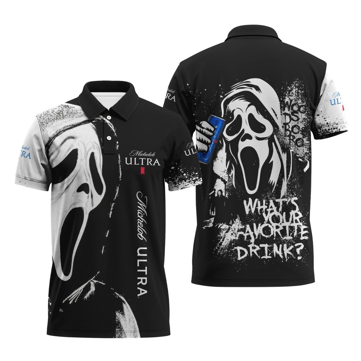 Michelob Ultra Ghostface Scream Polo Shirt - VinoVogue.com