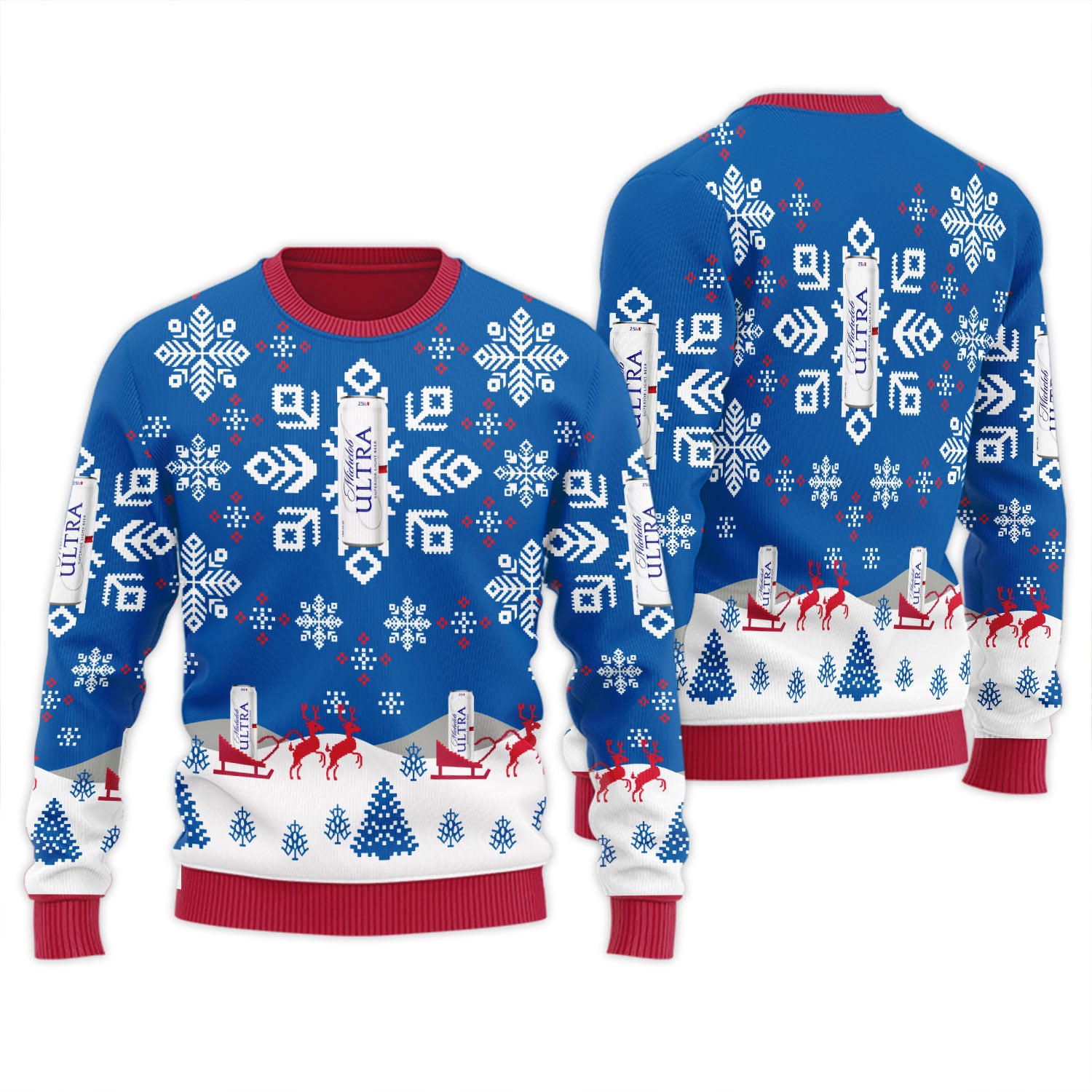 Michelob Ultra Snowflake Ugly Sweater