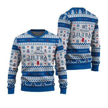 Michelob Ultra Snowing Christmas Ugly Sweater - VinoVogue.com