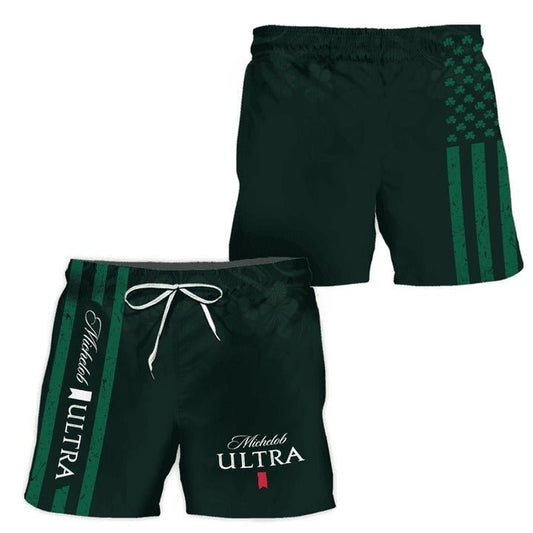 Michelob Ultra St Patrick's USA Flag Swim Trunks - VinoVogue.com