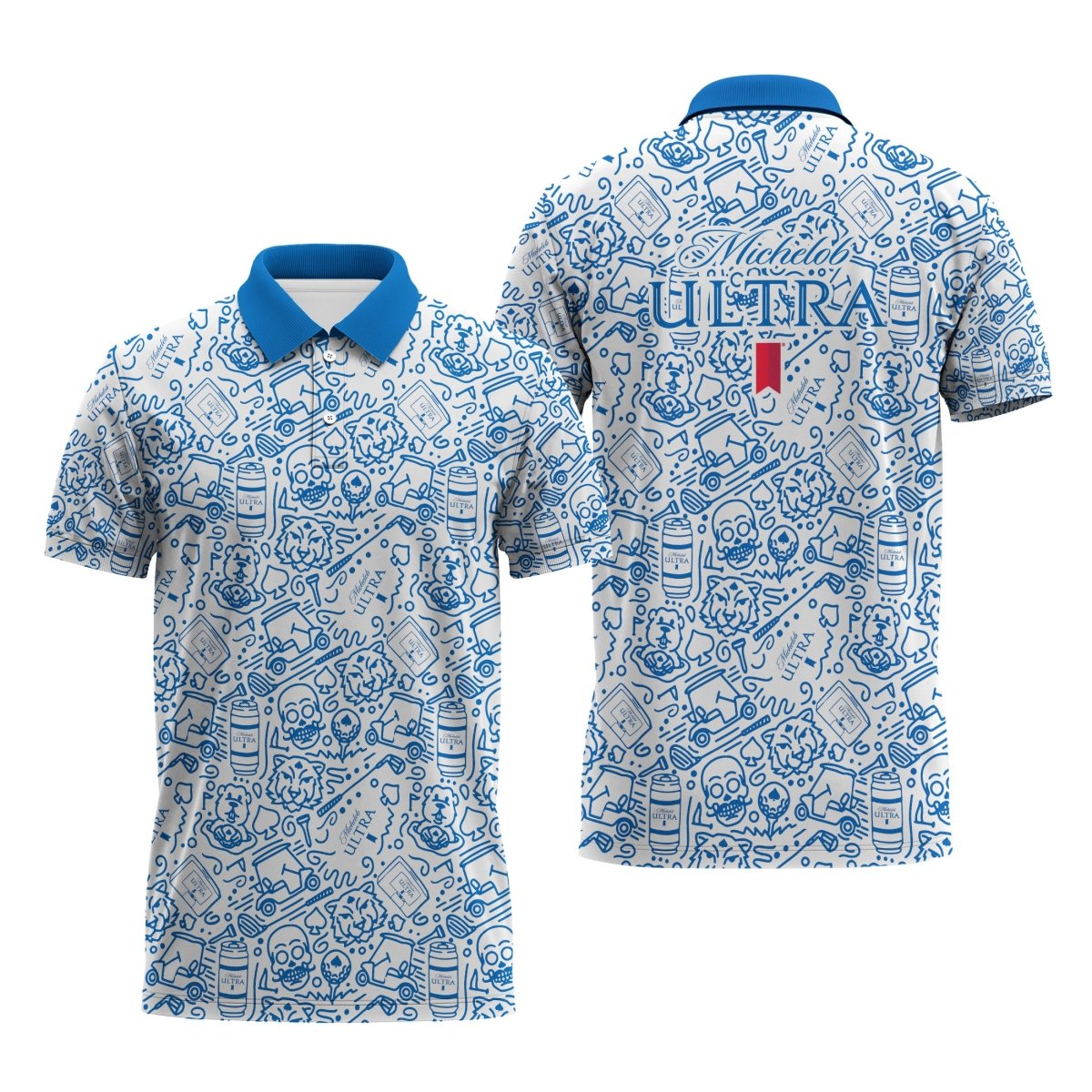 Michelob Ultra Summer Doodle Art Polo Shirt - VinoVogue.com