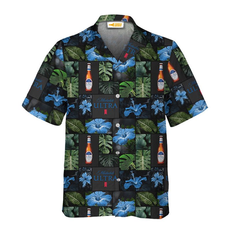 Michelob Ultra Tropical Hibiscus Flower Hawaiian Shirt - VinoVogue.com