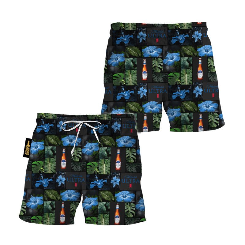 Michelob Ultra Tropical Hibiscus Flower Swim Trunks - VinoVogue.com