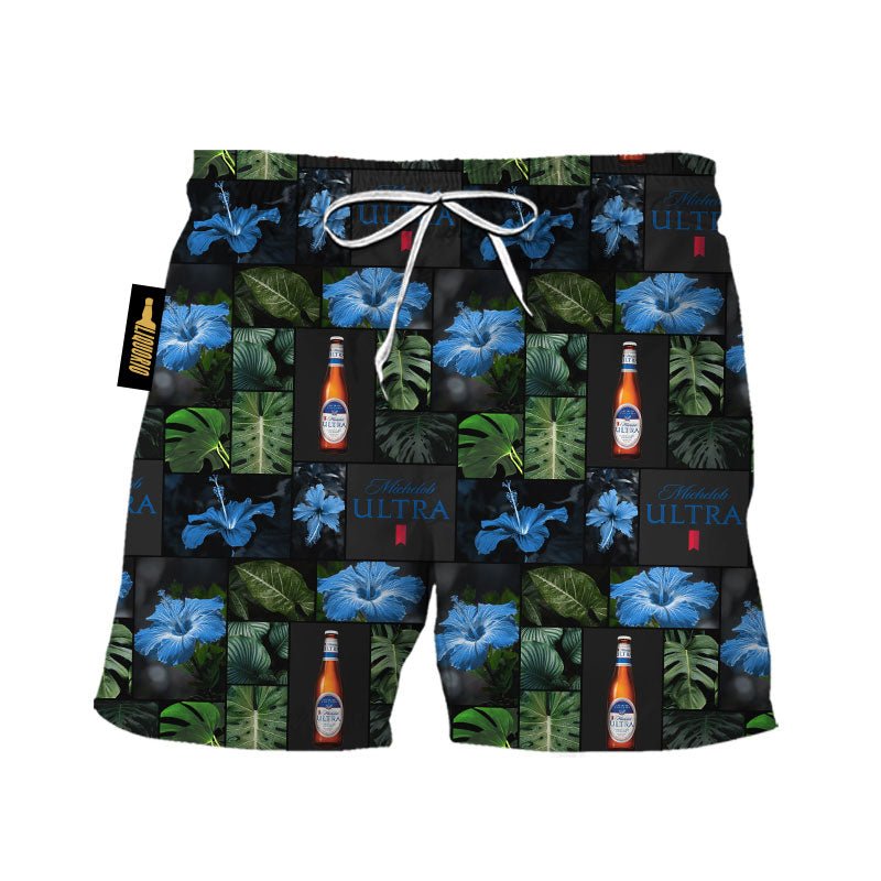 Michelob Ultra Tropical Hibiscus Flower Swim Trunks - VinoVogue.com