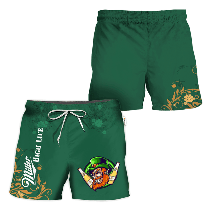 Miller High Life St Patrick's Elf Swim Trunks - VinoVogue.com