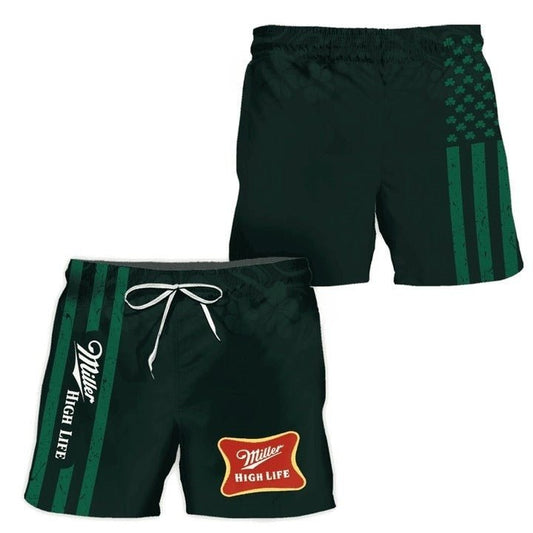 Miller High Life St Patrick's USA Flag Swim Trunks - VinoVogue.com