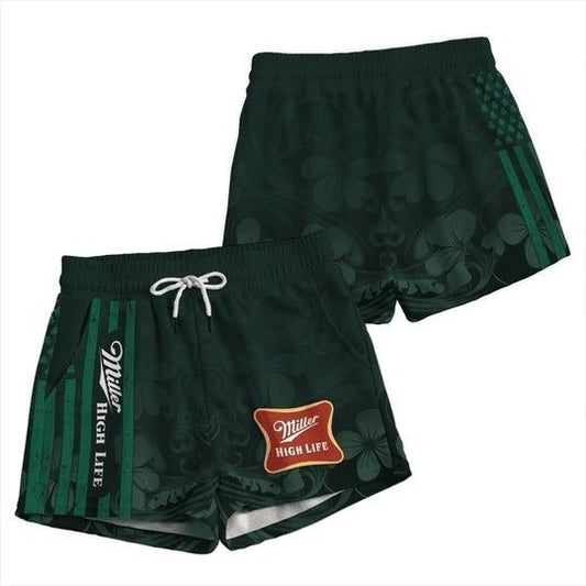 Miller High Life St Patrick's USA Flag Women's Casual Shorts - VinoVogue.com