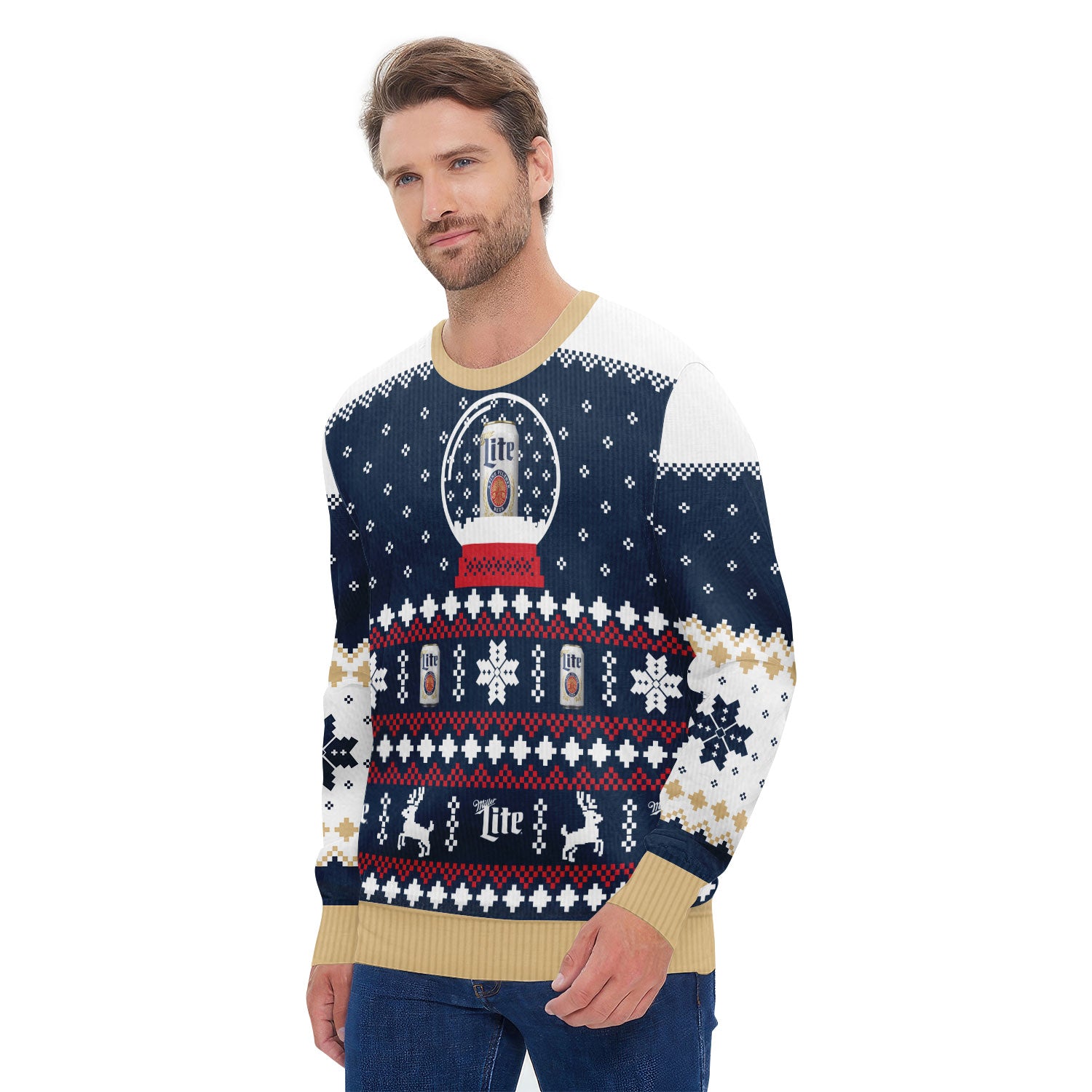 Miller Lite Christmas Crystal Ball Ugly Sweater