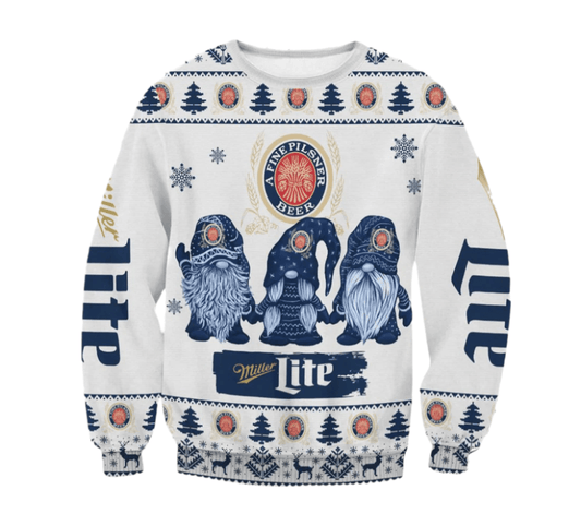 Miller Lite Christmas Gnomies Ugly Sweater - VinoVogue.com