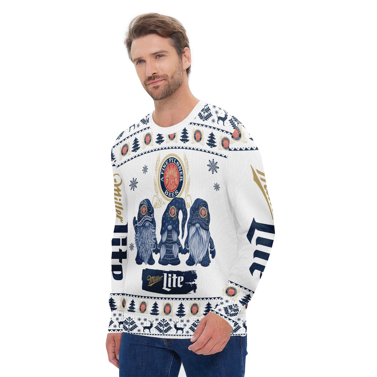 Miller Lite Christmas Gnomies Ugly Sweater - VinoVogue.com