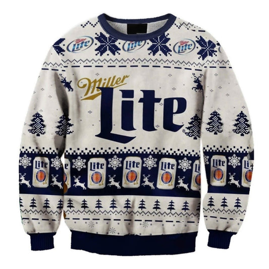 Miller Lite Christmas Holiday Ugly Sweater - VinoVogue.com