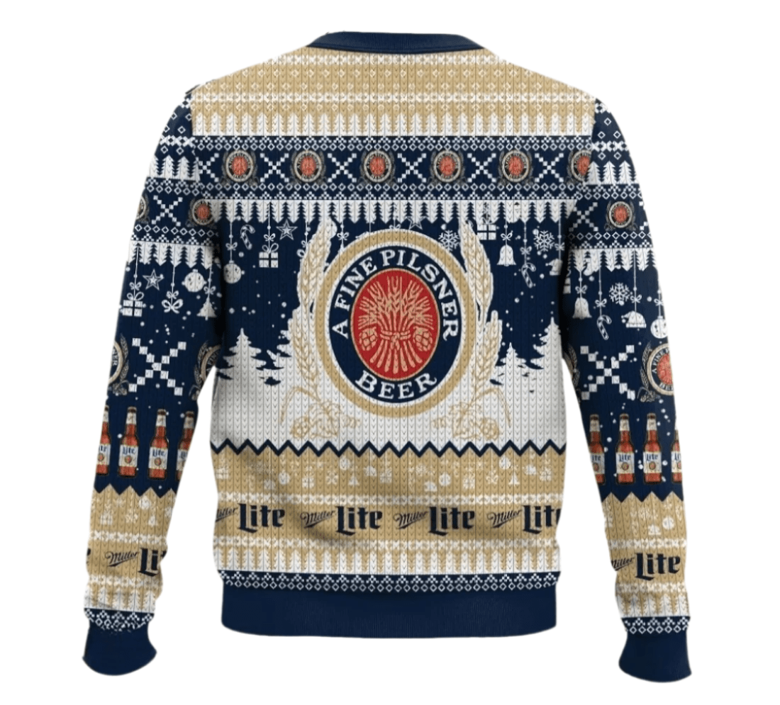 Miller Lite Christmas Peaceful Night Ugly Sweater - VinoVogue.com