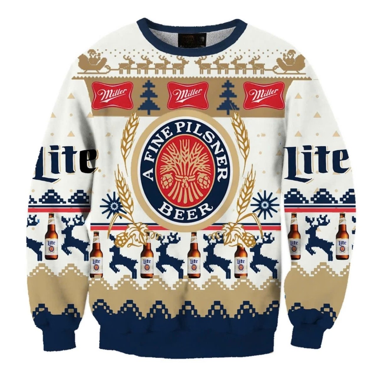 Miller Lite Christmas Ugly Sweater - VinoVogue.com