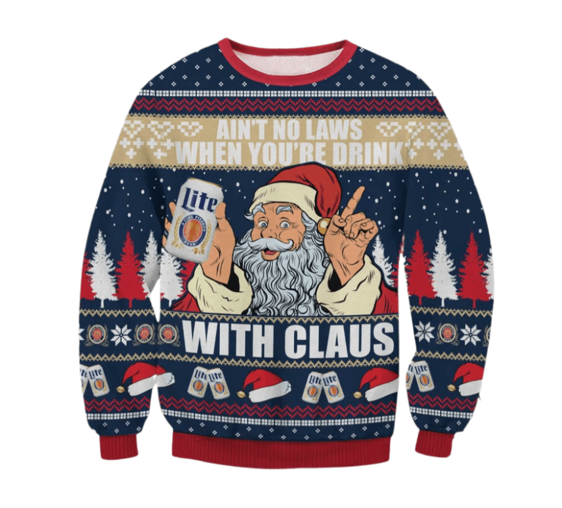 Miller Lite Drink With Claus Ugly Sweater - VinoVogue.com